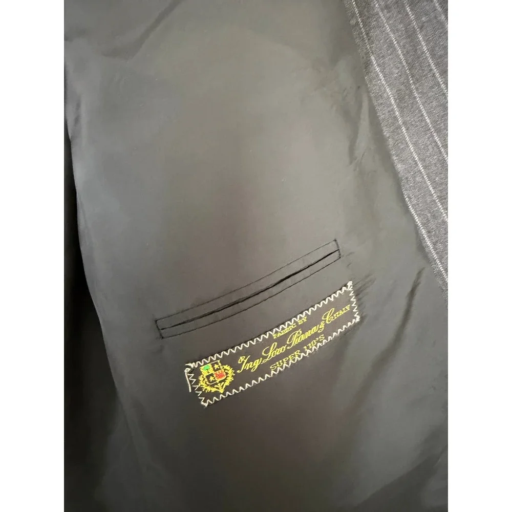 John W. Nordstrom Loro Piana Super 110s Wool Pinstripe Suit 44L 35x29 Gray